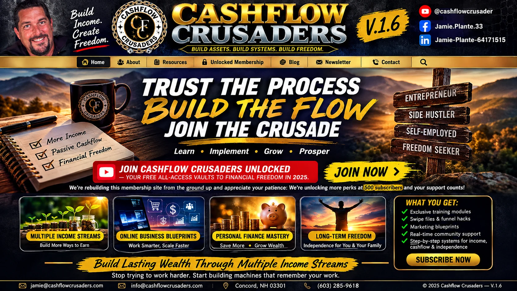 Cashflow Crusaders V.1.8 vision — build income, systems and freedom
